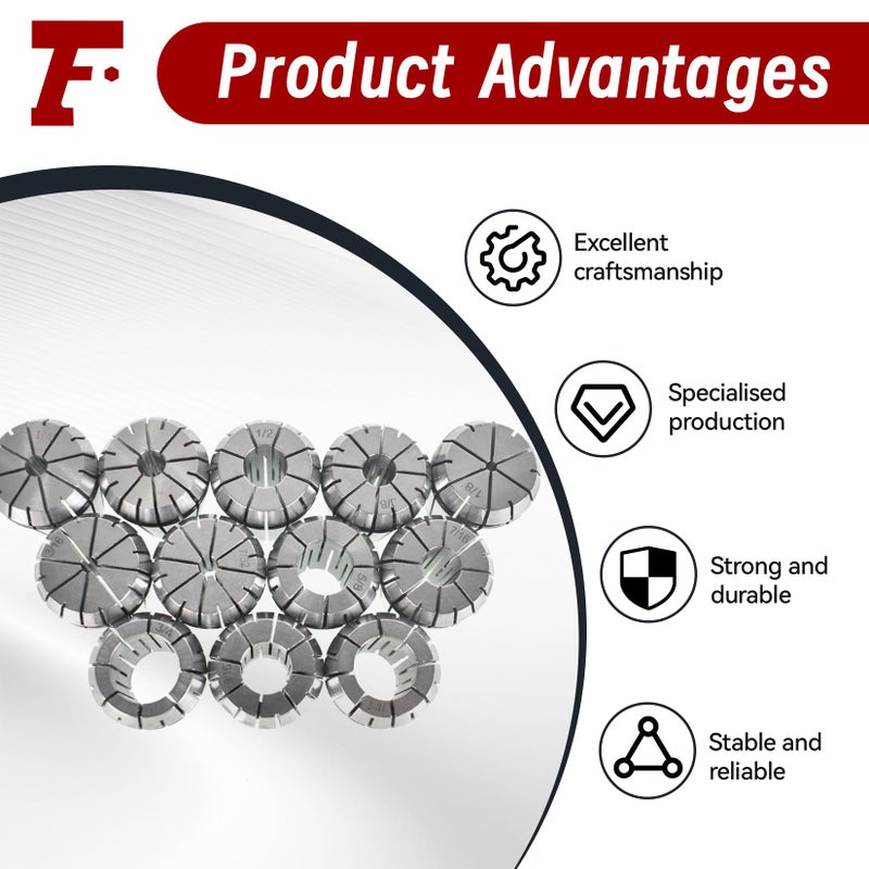 findmall Super Accuracy 12 PCS 1/8"-3/4" ER32 ER-32 Collets Set With 9/16 5/8 11/16 - Image 5